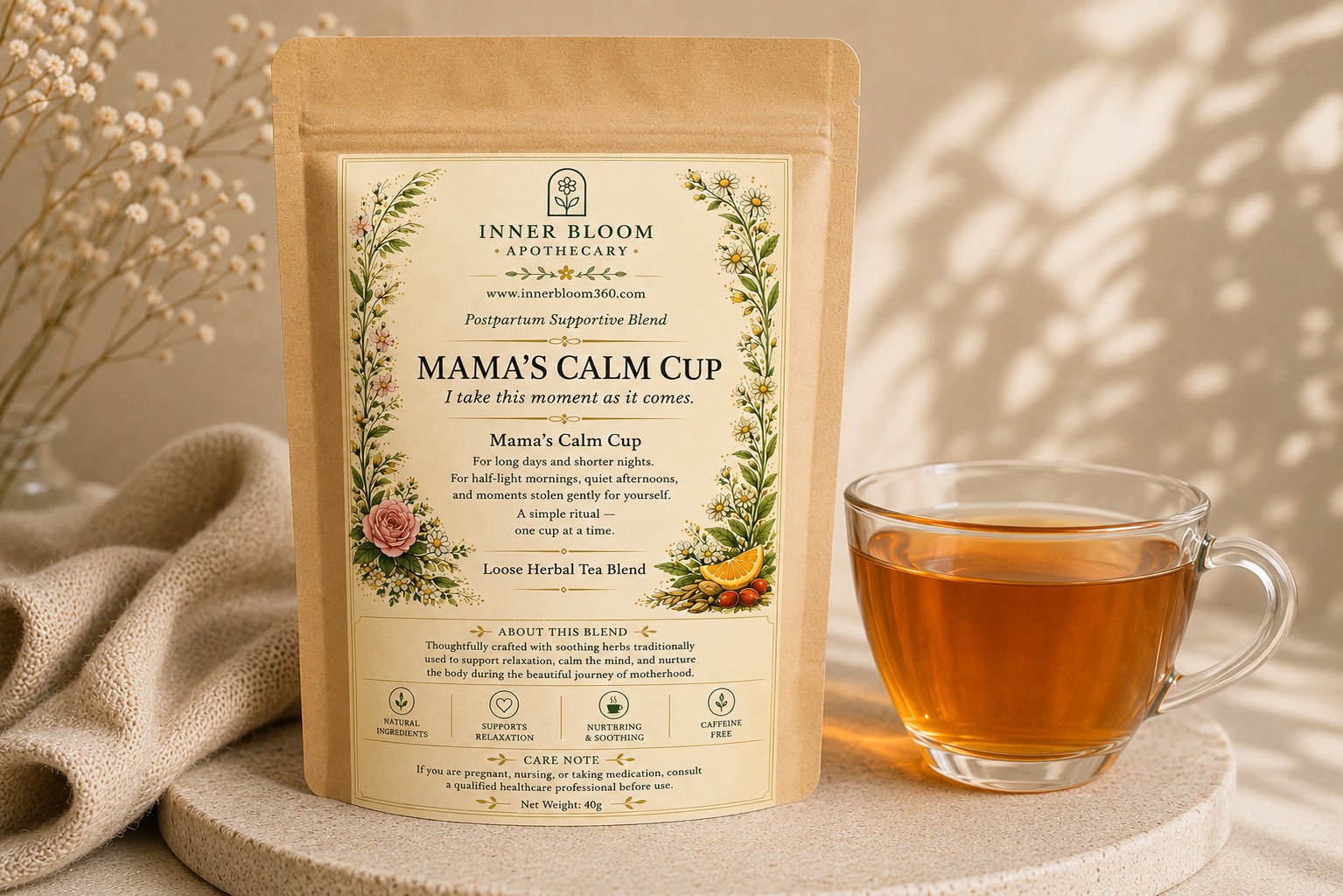 Mama's Calm Cup front label